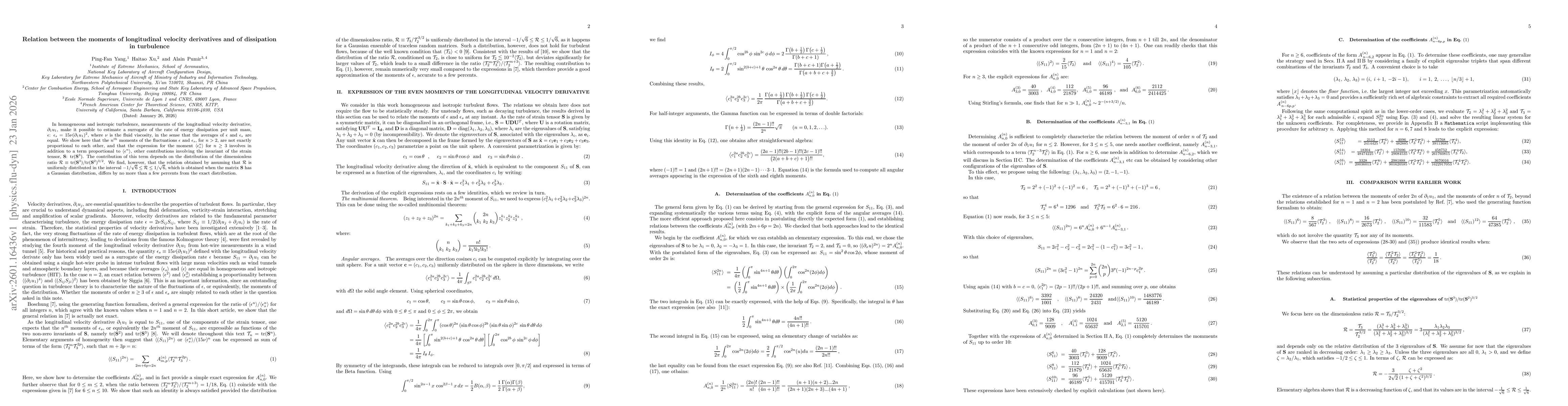 Thumbnail for Relation between the moments of longitudinal velocity derivatives and of dissipation in turbulence