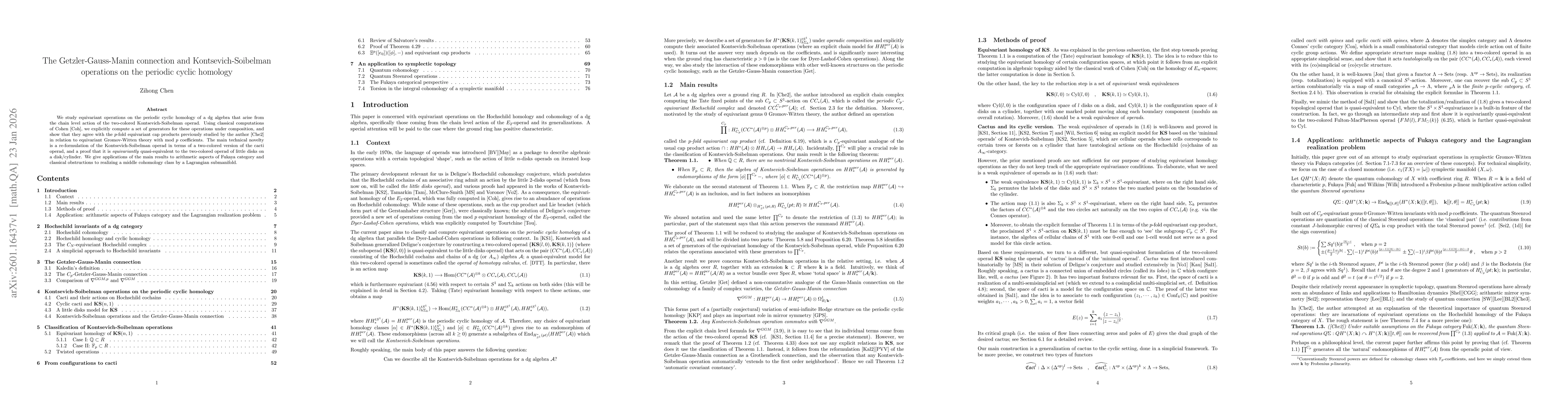 Thumbnail for The Getzler-Gauss-Manin connection and Kontsevich-Soibelman operations on the periodic cyclic homology