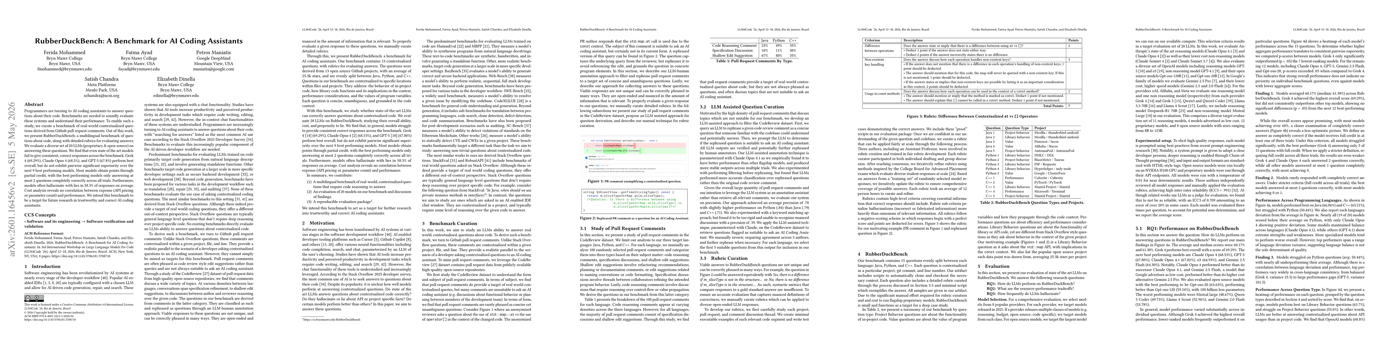 Thumbnail for RubberDuckBench: A Benchmark for AI Coding Assistants