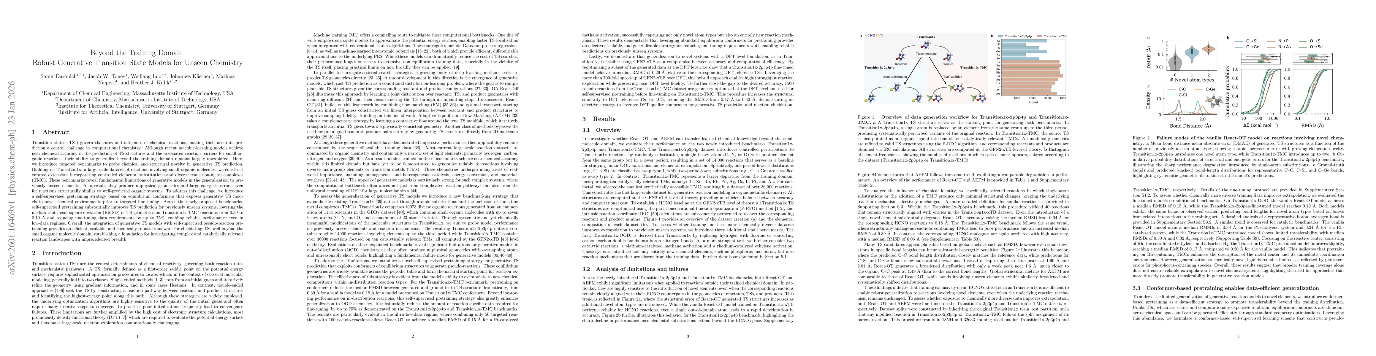 Thumbnail for Beyond the Training Domain: Robust Generative Transition State Models for Unseen Chemistry