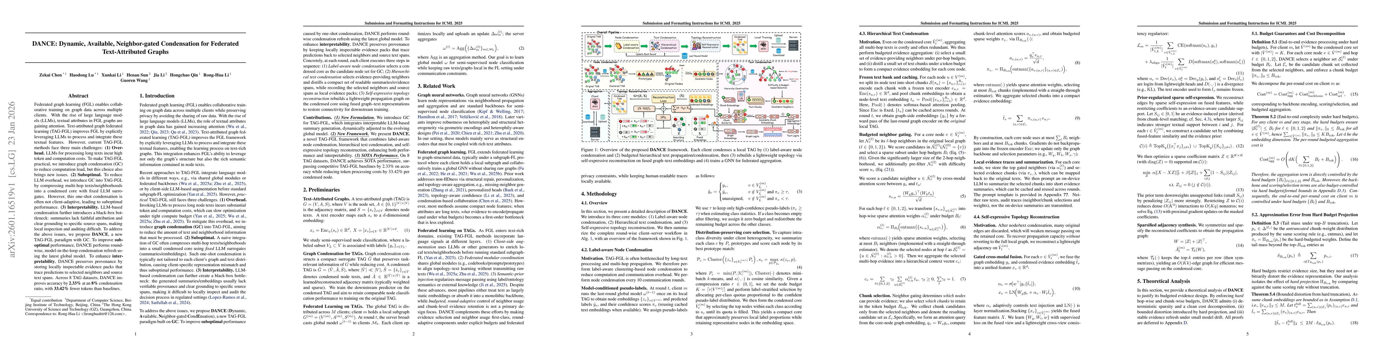 Thumbnail for DANCE: Dynamic, Available, Neighbor-gated Condensation for Federated Text-Attributed Graphs