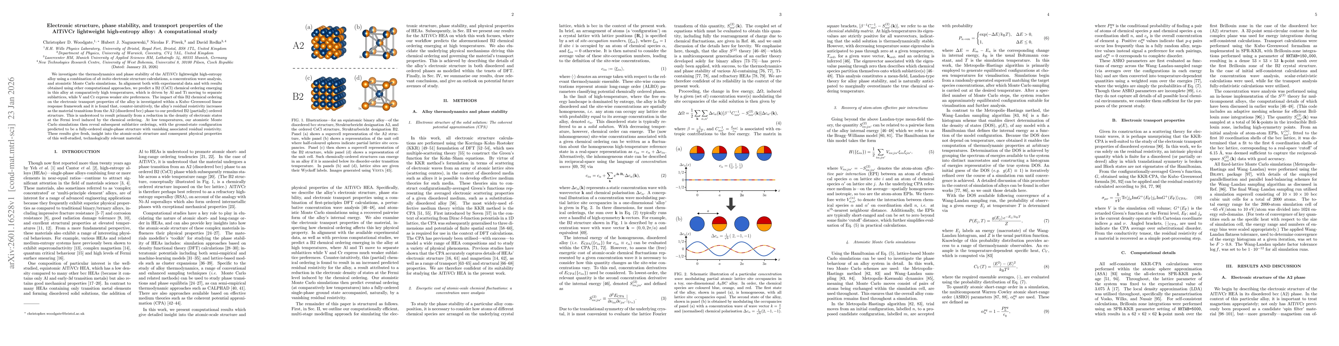 Thumbnail for Electronic structure, phase stability, and transport properties of the AlTiVCr lightweight high-entropy alloy: A computational study