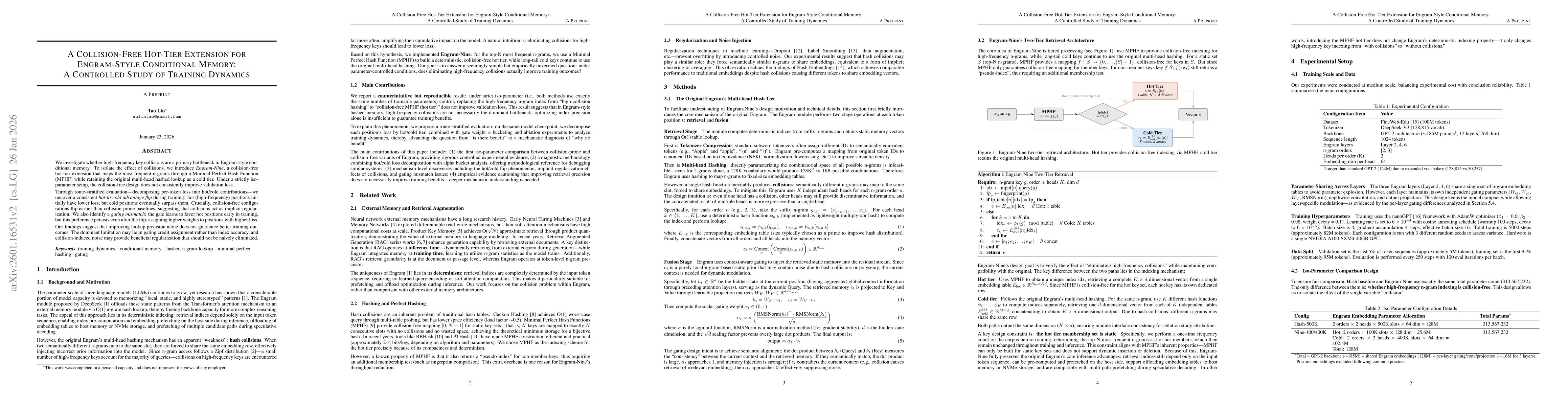 Thumbnail for A Collision-Free Hot-Tier Extension for Engram-Style Conditional Memory: A Controlled Study of Training Dynamics
