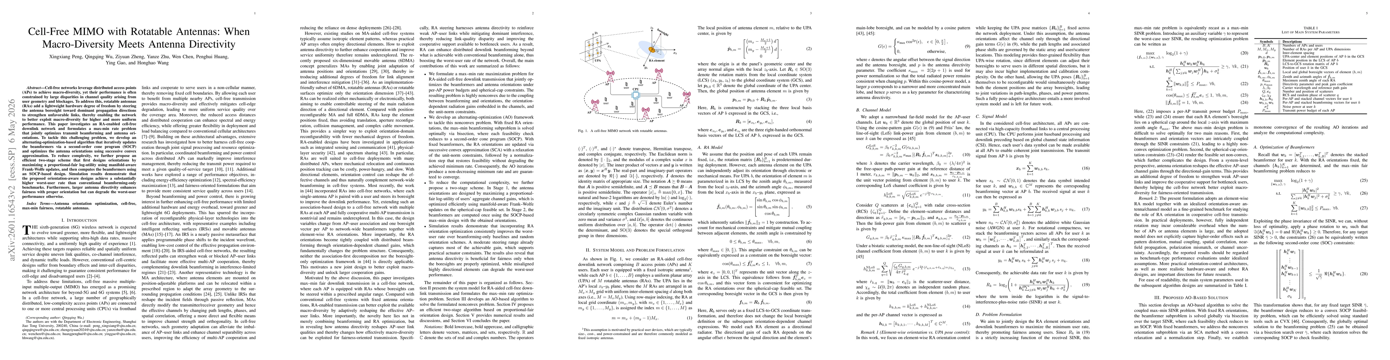 Thumbnail for Cell-Free MIMO with Rotatable Antennas: When Macro-Diversity Meets Antenna Directivity