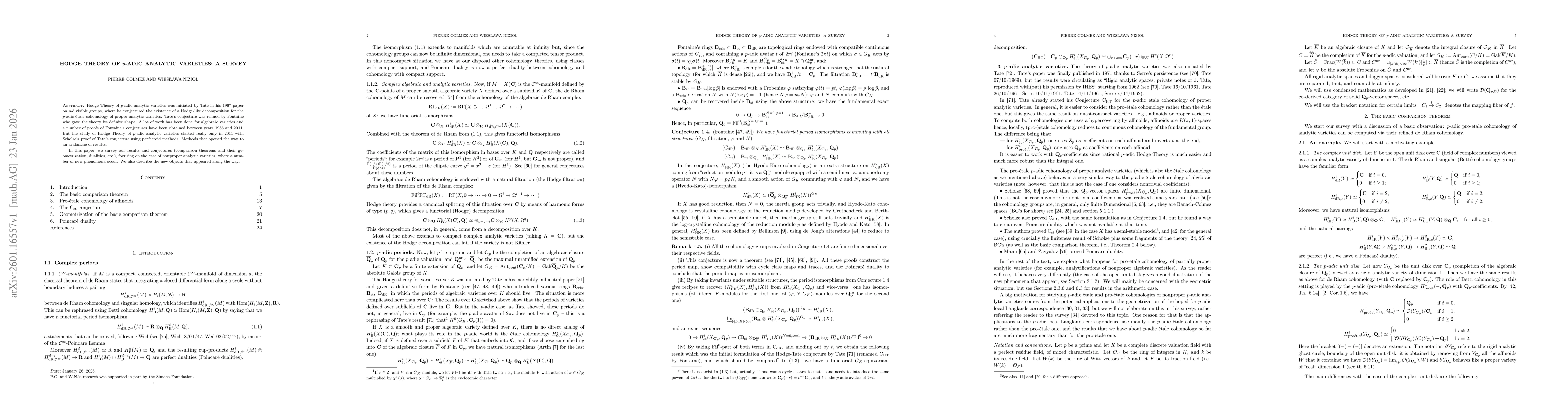 Thumbnail for Hodge Theory of $p$-adic analytic varieties: a survey