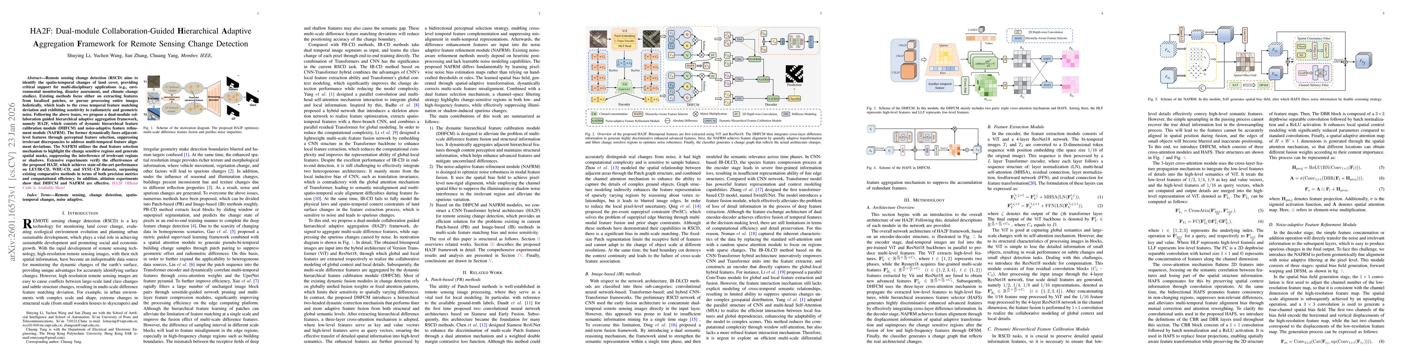 Thumbnail for HA2F: Dual-module Collaboration-Guided Hierarchical Adaptive Aggregation Framework for Remote Sensing Change Detection