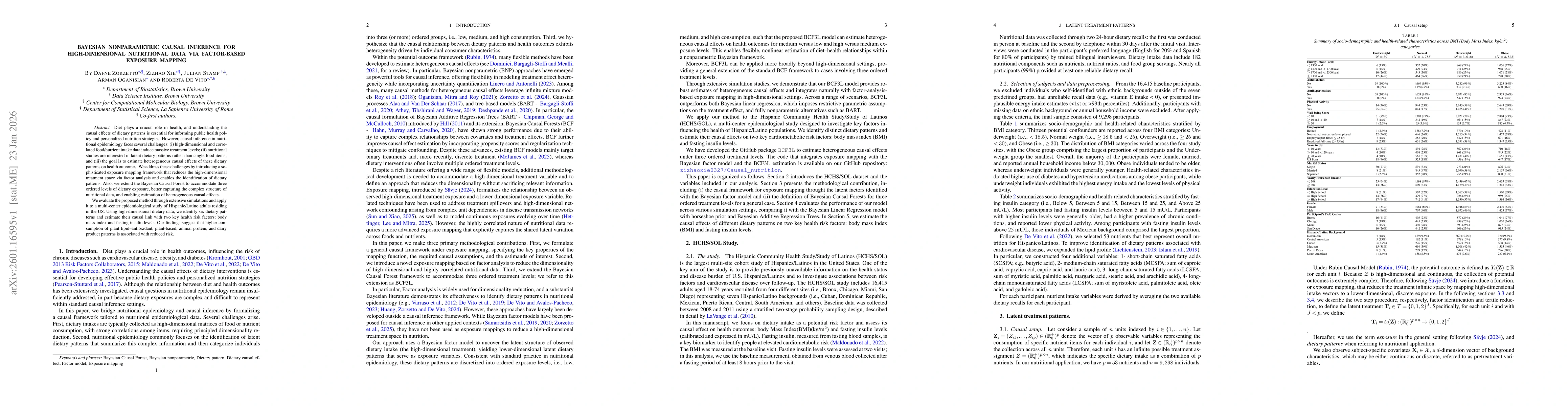 Thumbnail for Bayesian Nonparametric Causal Inference for High-Dimensional Nutritional Data via Factor-Based Exposure Mapping
