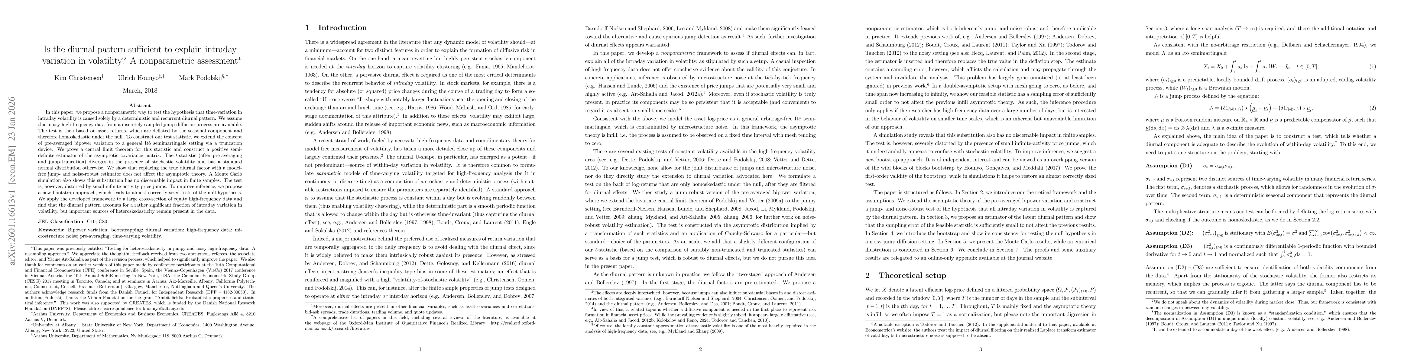 Thumbnail for Is the diurnal pattern sufficient to explain intraday variation in volatility? A nonparametric assessment