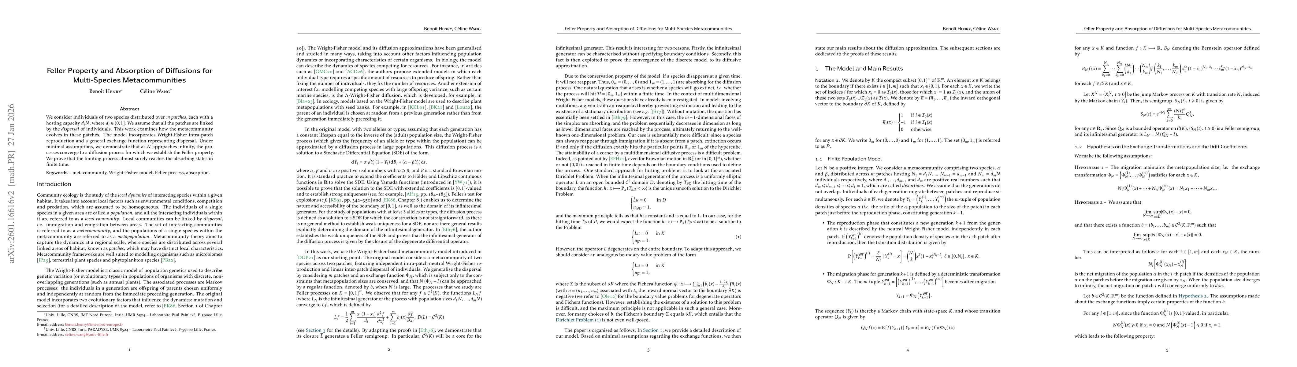 Thumbnail for Feller Property and Absorption of Diffusions for Multi-Species Metacommunities