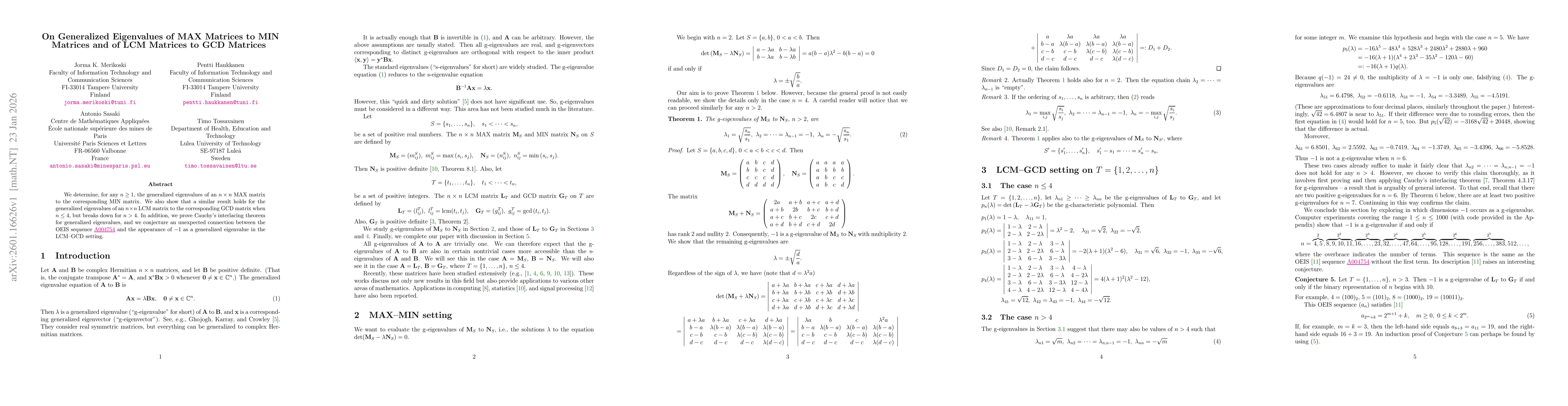 Thumbnail for On generalized eigenvalues of MAX matrices to MIN matrices and of LCM matrices to GCD matrices