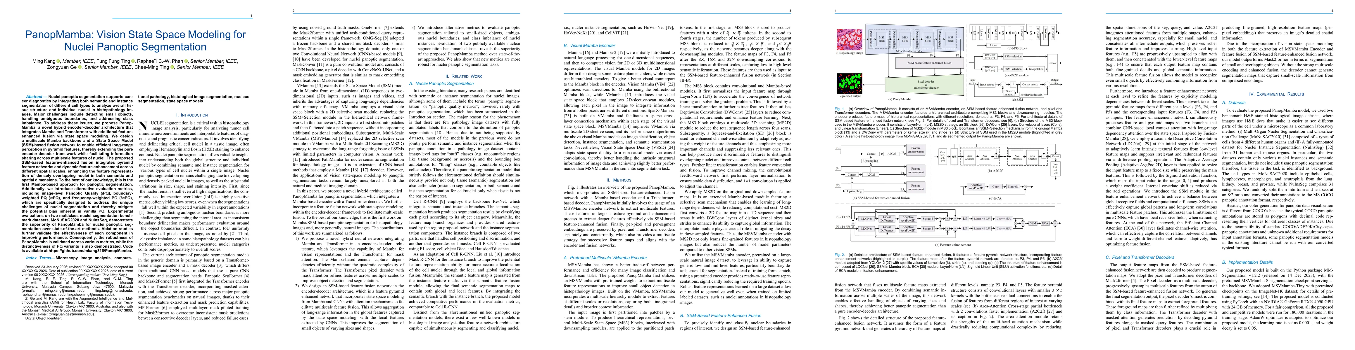 Thumbnail for PanopMamba: Vision State Space Modeling for Nuclei Panoptic Segmentation
