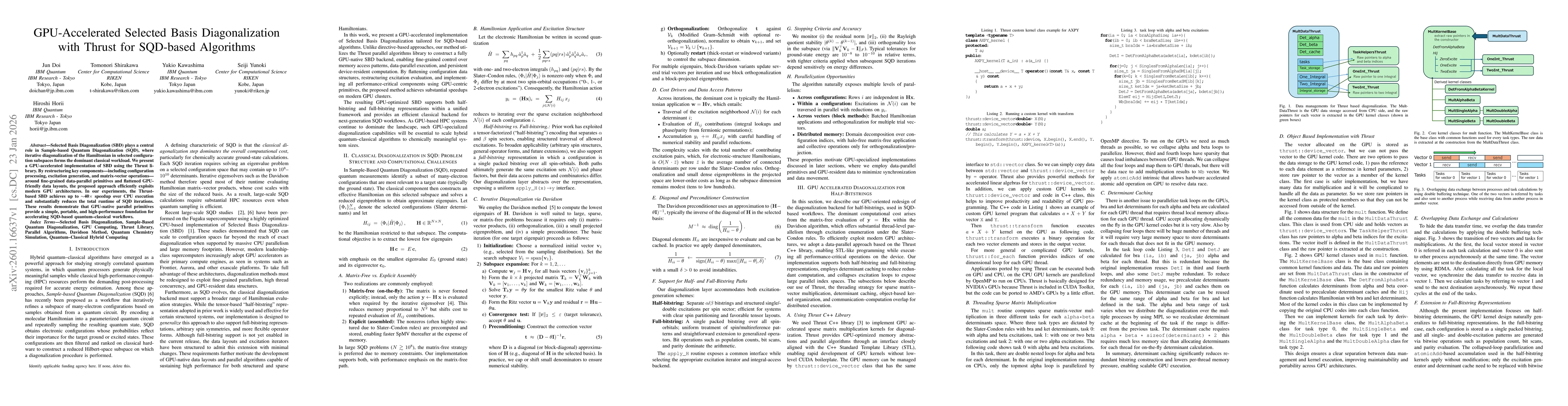 Thumbnail for GPU-Accelerated Selected Basis Diagonalization with Thrust for SQD-based Algorithms