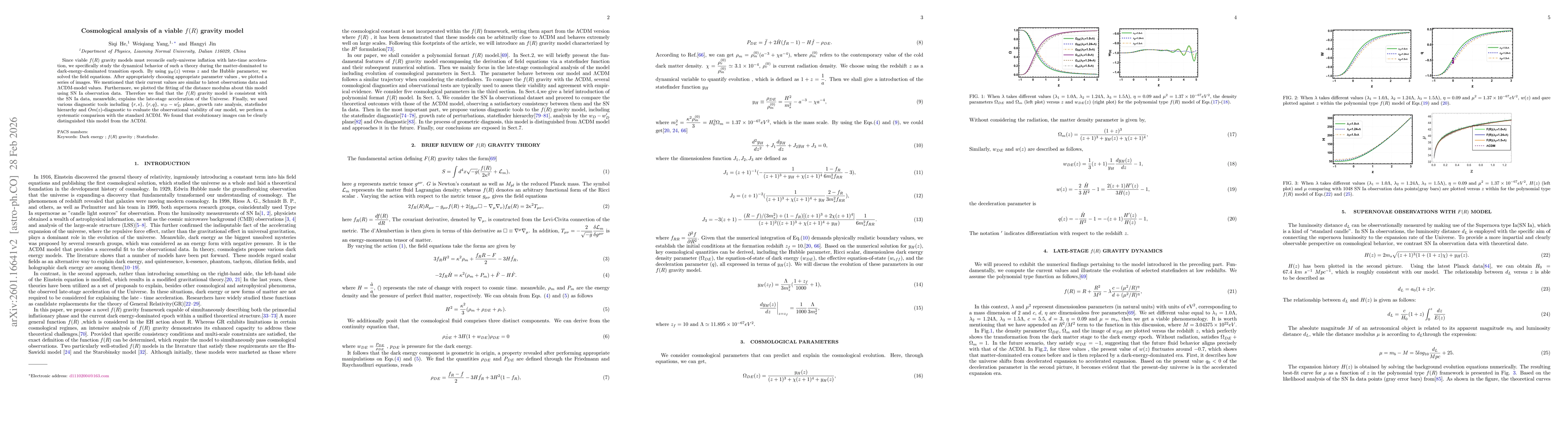 Thumbnail for Cosmological analysis of a viable $f(R)$ gravity model