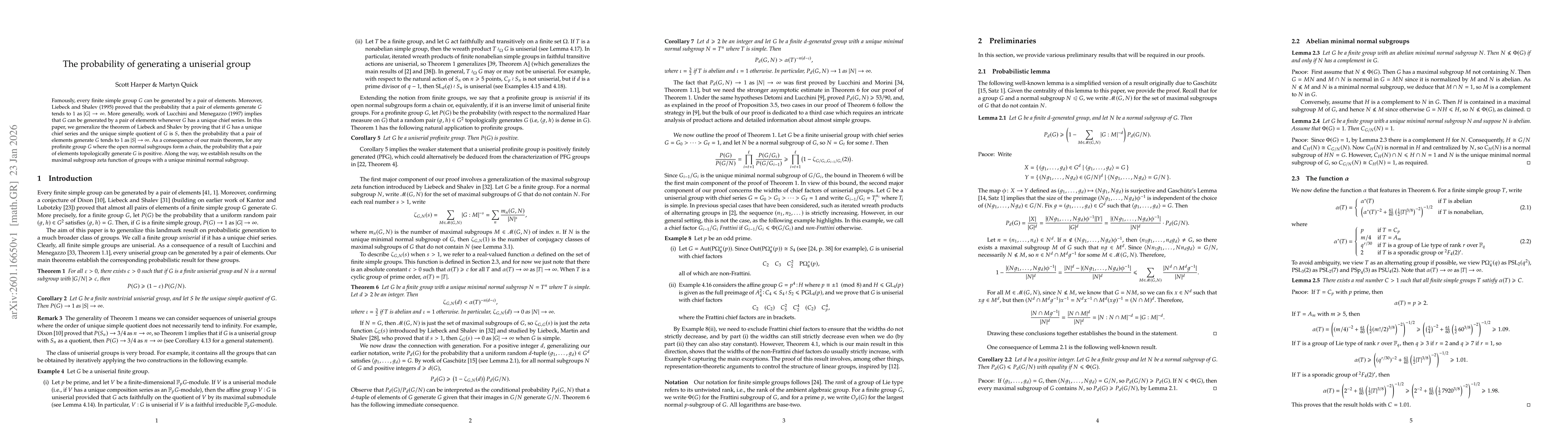 Thumbnail for The probability of generating a uniserial group