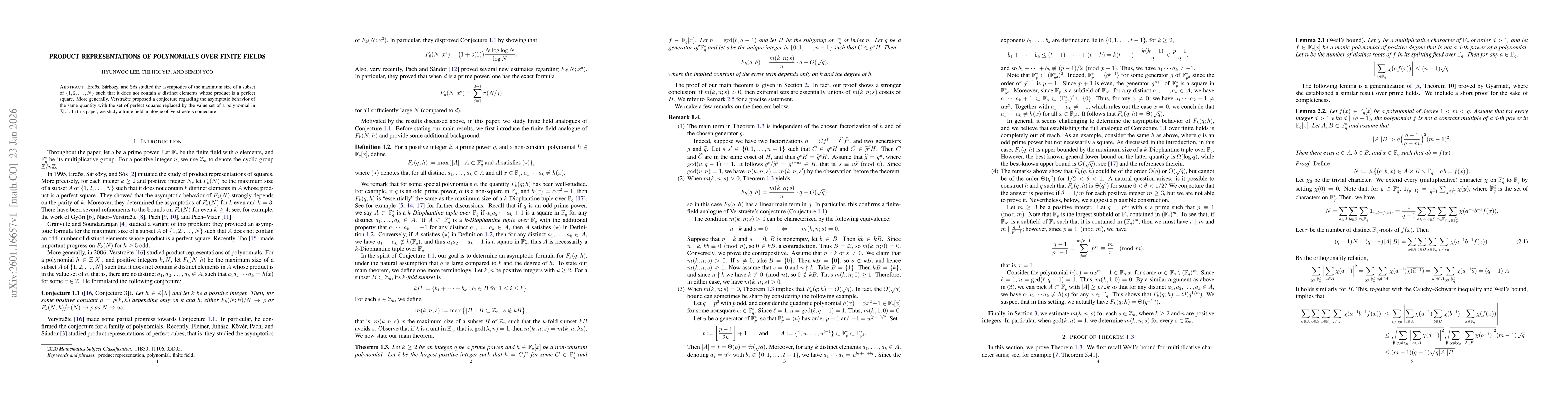 Thumbnail for Product representations of polynomials over finite fields