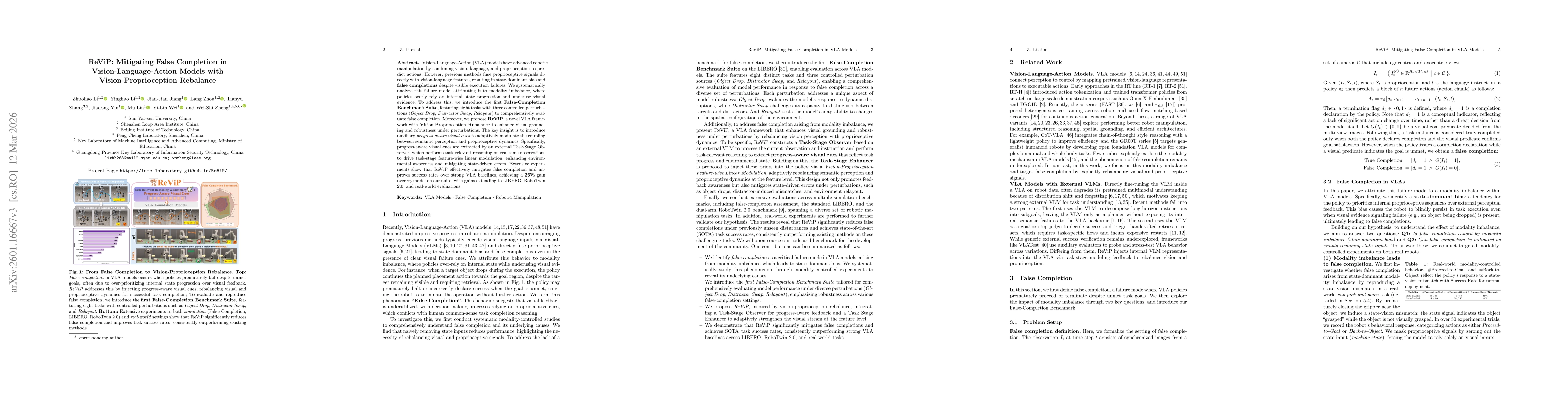 Thumbnail for ReViP: Reducing False Completion in Vision-Language-Action Models with Vision-Proprioception Rebalance