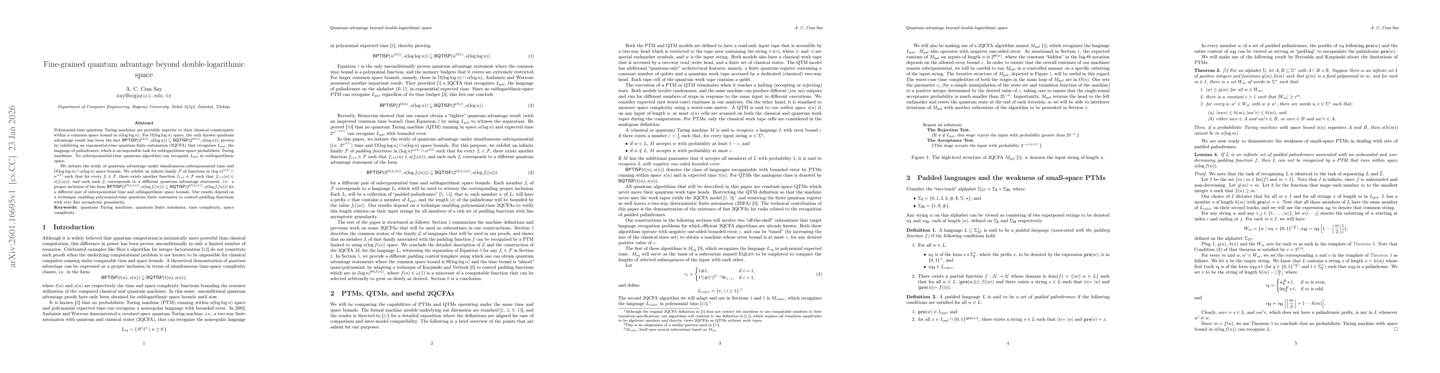 Thumbnail for Fine-grained quantum advantage beyond double-logarithmic space