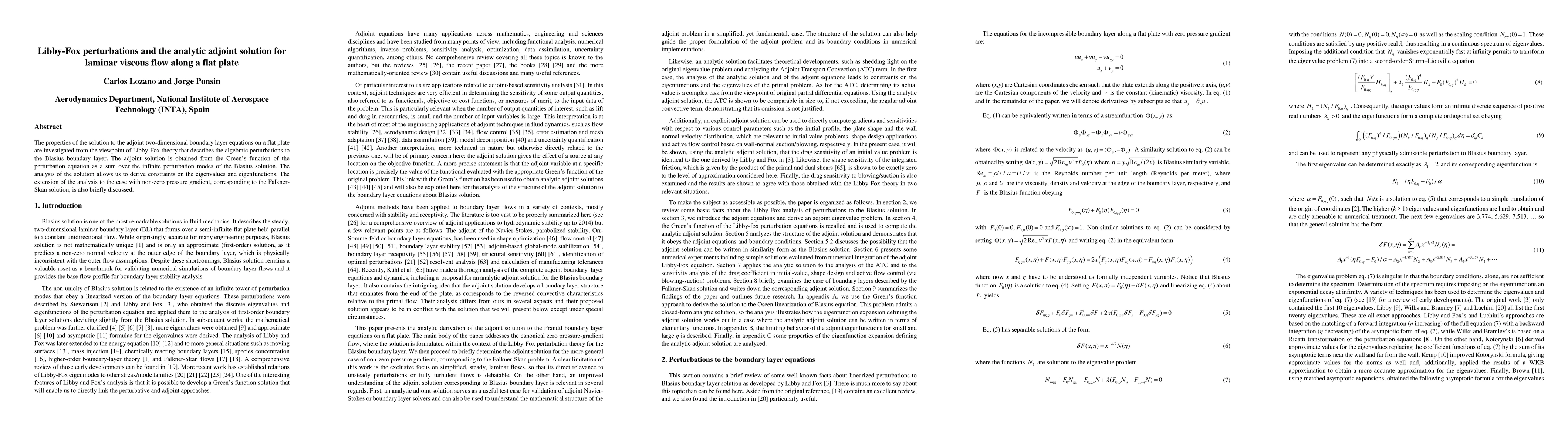 Thumbnail for Libby-Fox perturbations and the analytic adjoint solution for laminar viscous flow along a flat plate