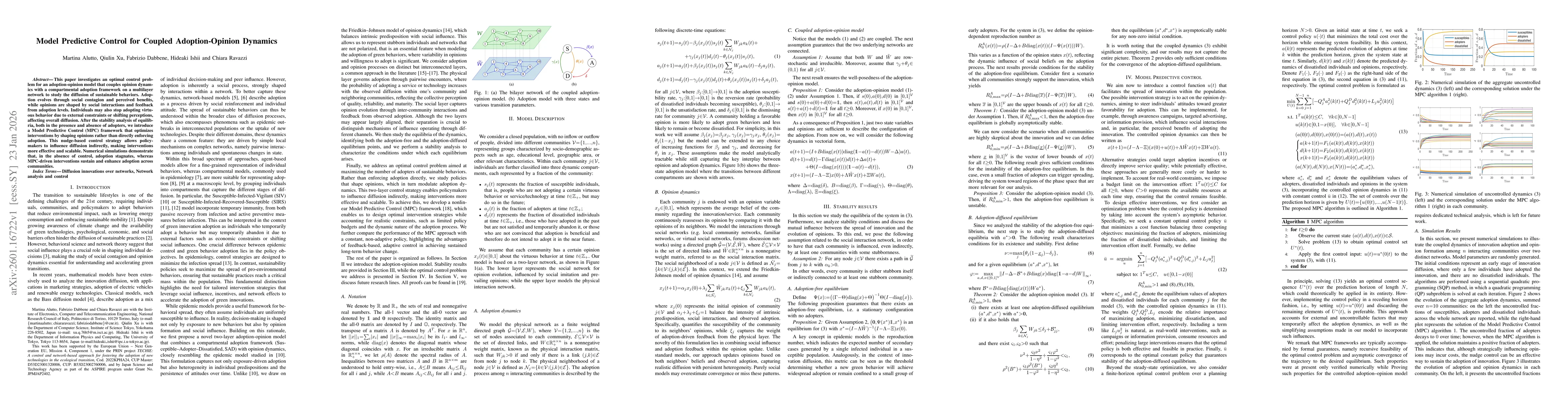 Thumbnail for Model Predictive Control for Coupled Adoption-Opinion Dynamics