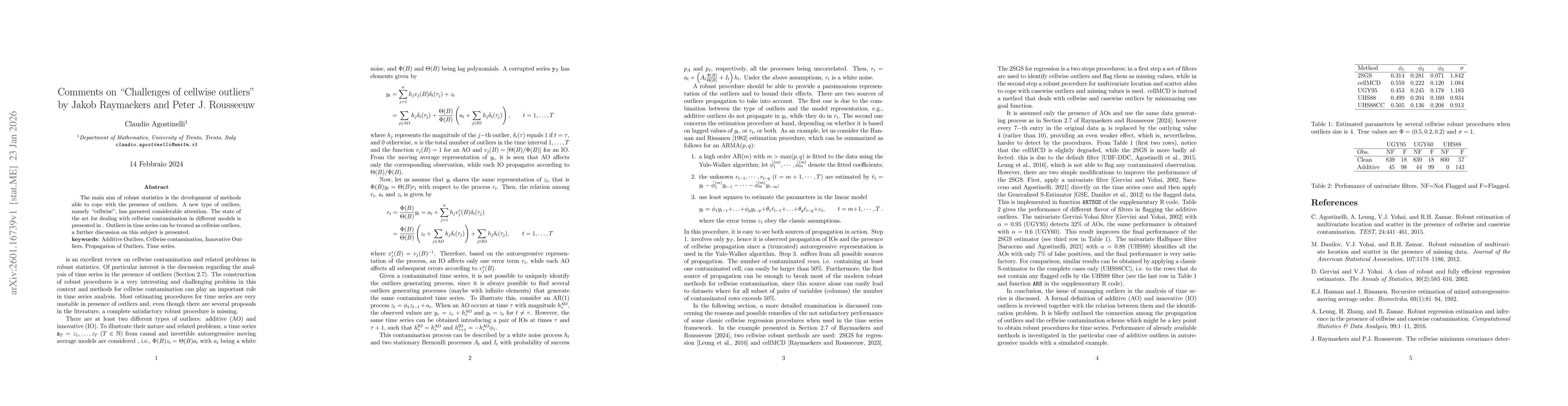 Thumbnail for Comments on "Challenges of cellwise outliers" by Jakob Raymaekers and Peter J. Rousseeuw