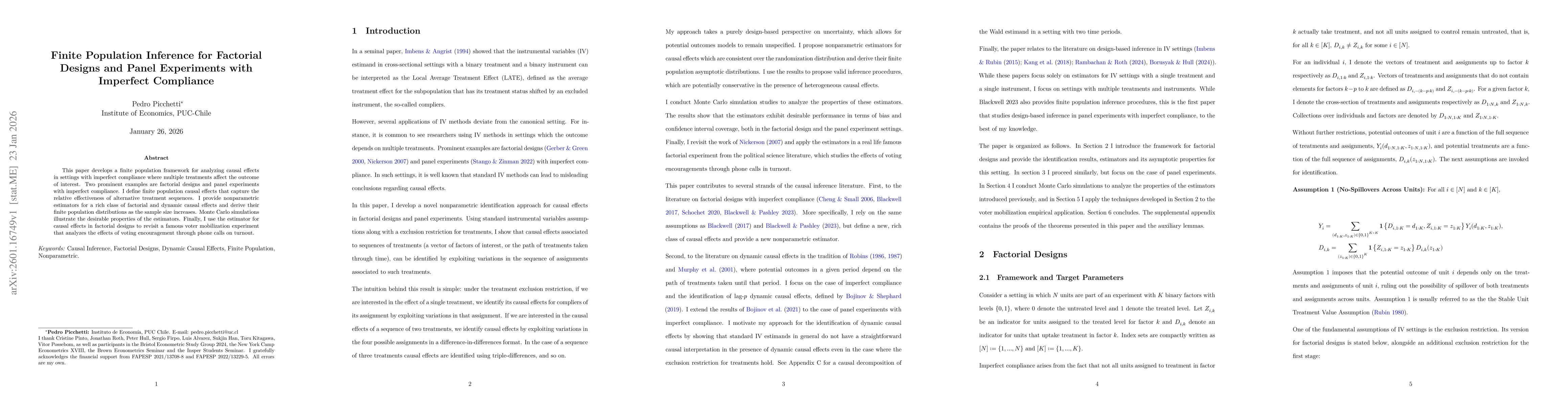Thumbnail for Finite Population Inference for Factorial Designs and Panel Experiments with Imperfect Compliance