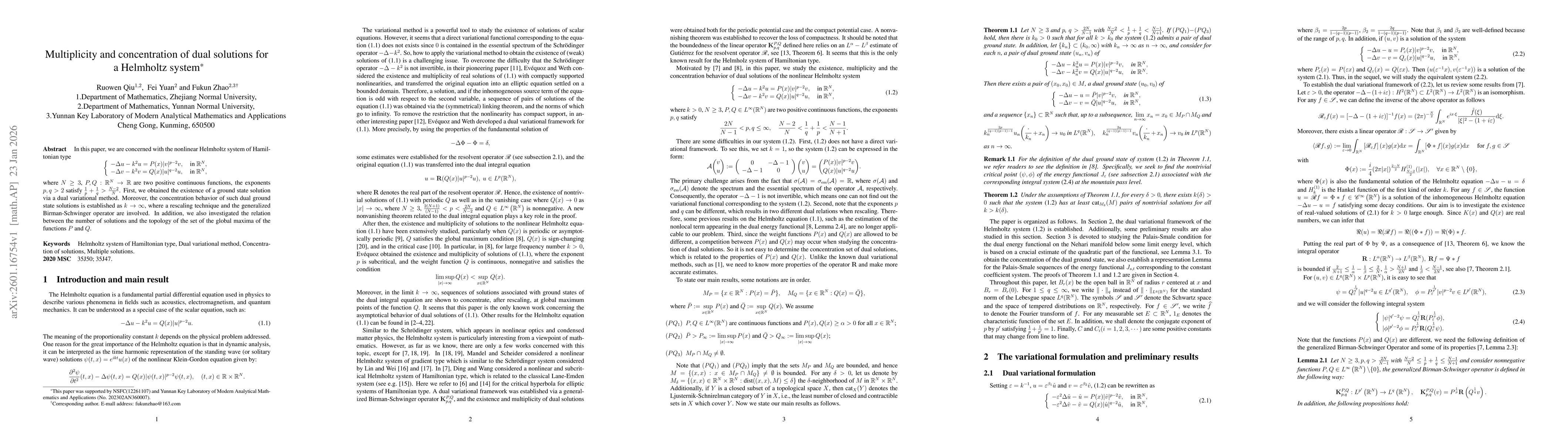 Thumbnail for Multiplicity and concentration of dual solutions for a Helmholtz system