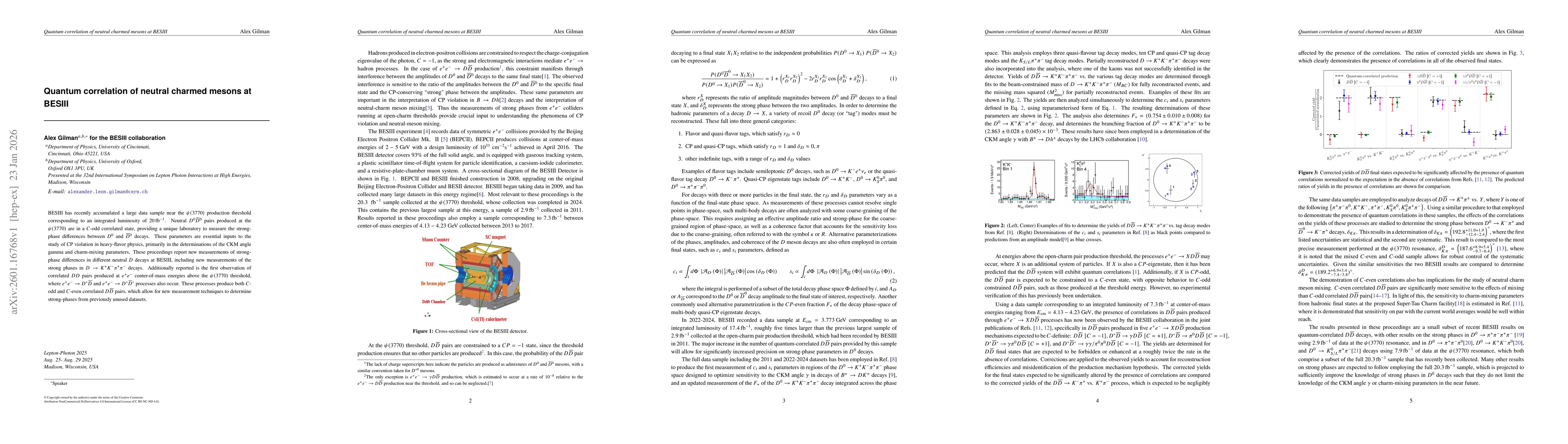 Thumbnail for Quantum correlation of neutral charmed mesons at BESIII