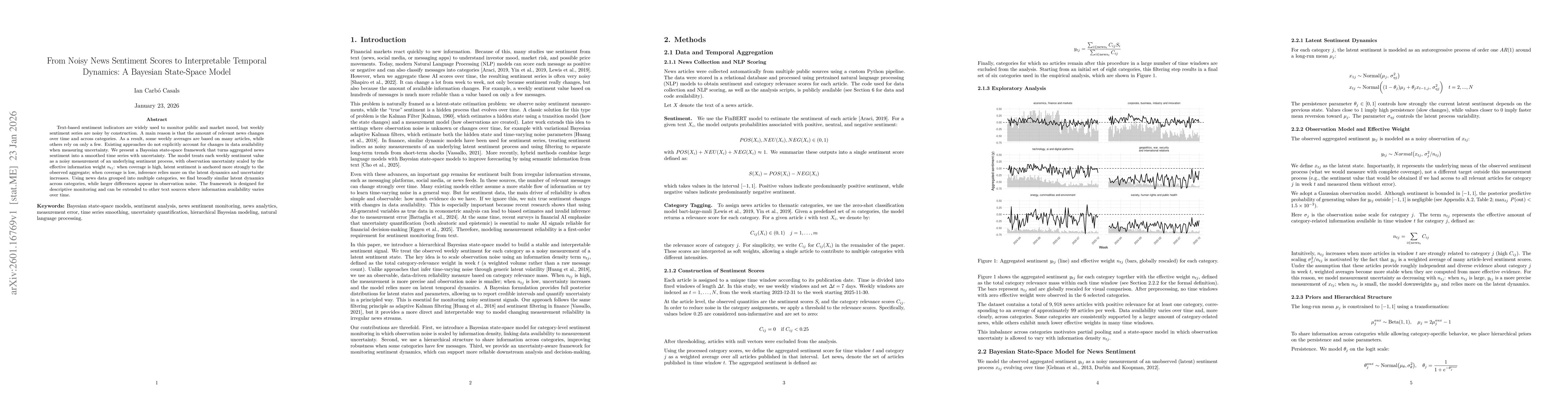 Thumbnail for From Noisy News Sentiment Scores to Interpretable Temporal Dynamics: A Bayesian State-Space Model