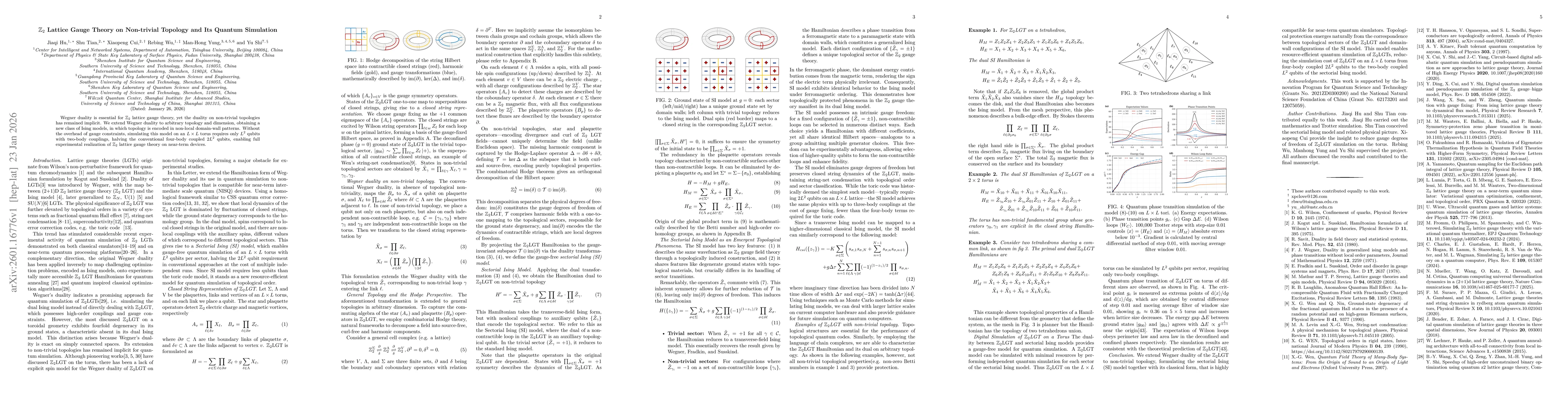 Thumbnail for Z2 Lattice Gauge Theory on Non-trivial Topology and Its Quantum Simulation