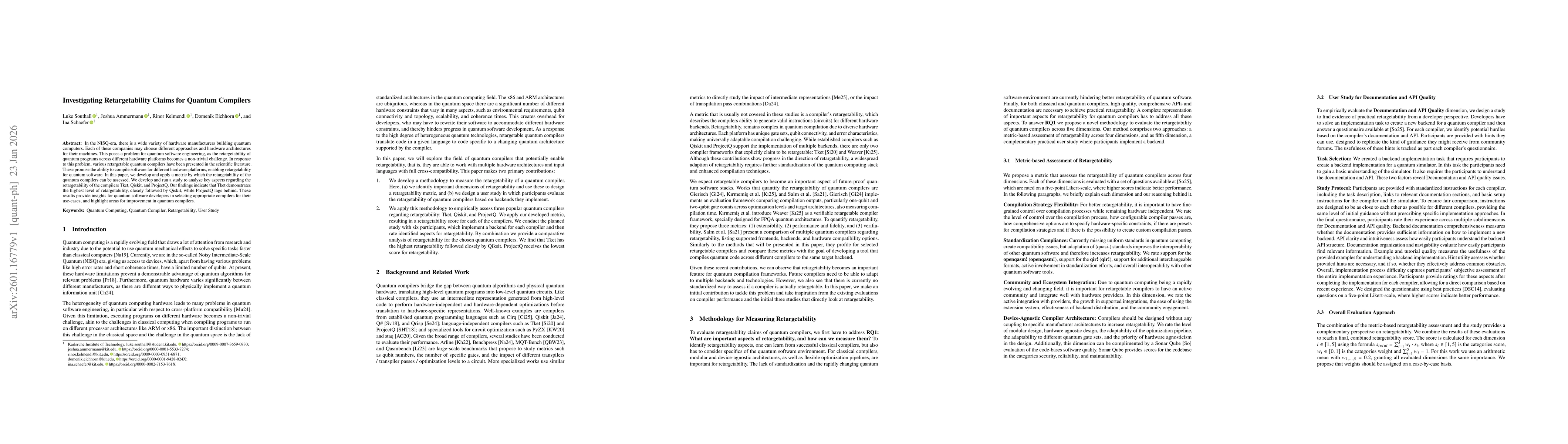 Thumbnail for Investigating Retargetability Claims for Quantum Compilers