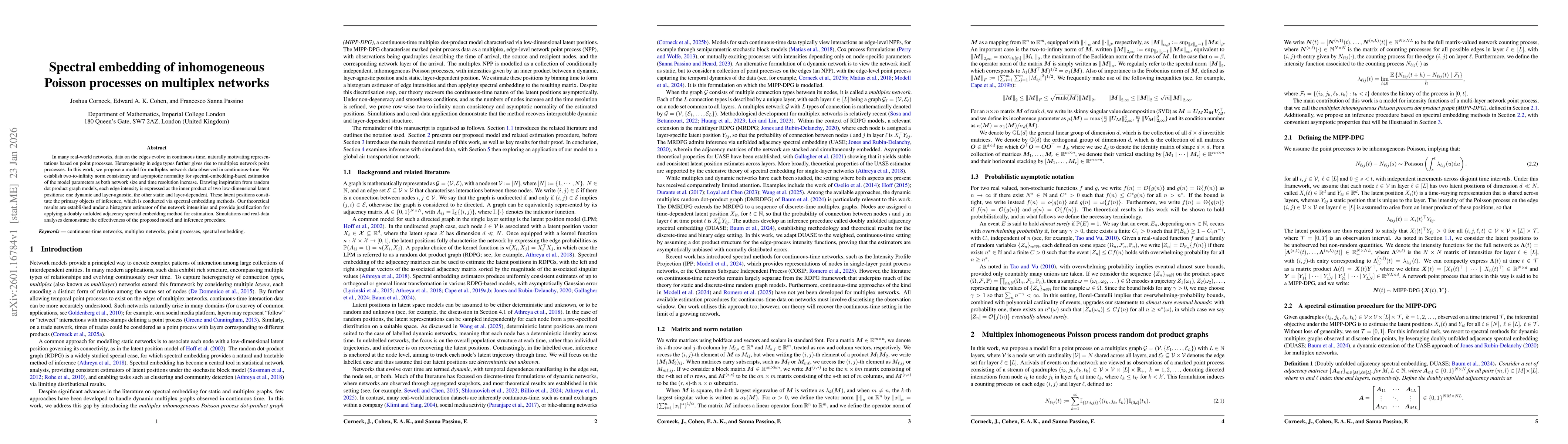 Thumbnail for Spectral embedding of inhomogeneous Poisson processes on multiplex networks