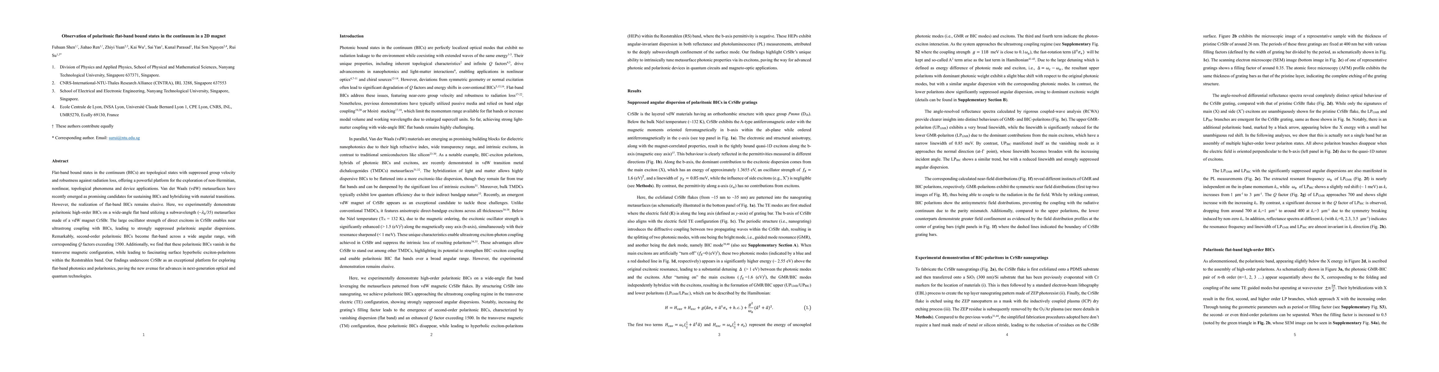 Thumbnail for Observation of polaritonic flat-band bound states in the continuum in a 2D magnet