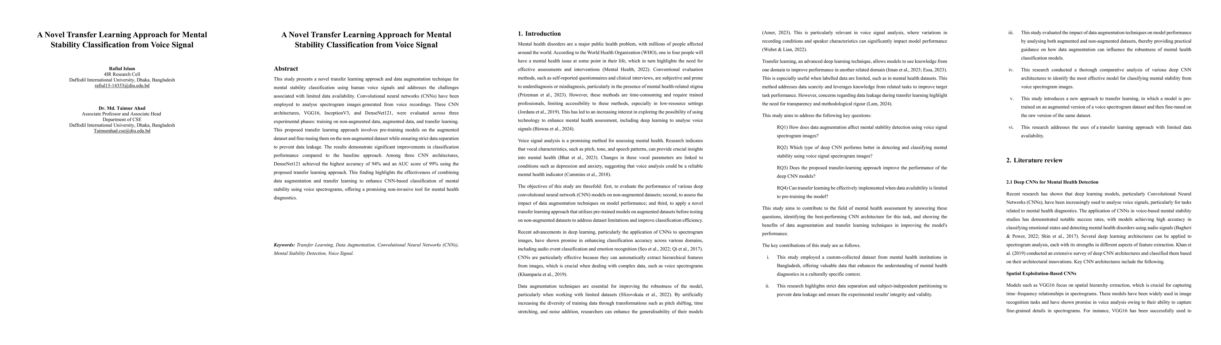 Thumbnail for A Novel Transfer Learning Approach for Mental Stability Classification from Voice Signal