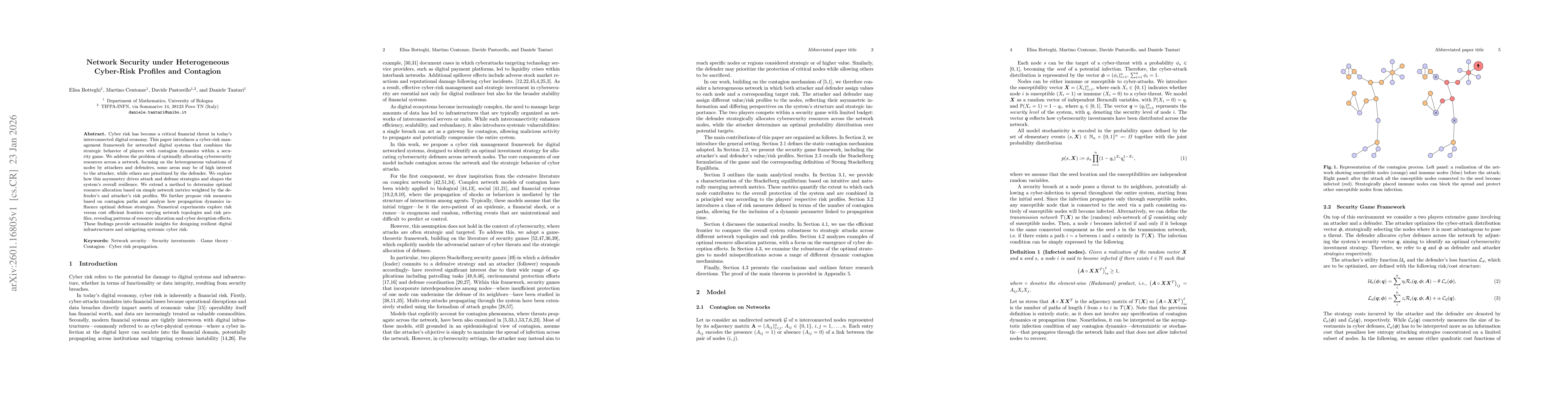 Thumbnail for Network Security under Heterogeneous Cyber-Risk Profiles and Contagion