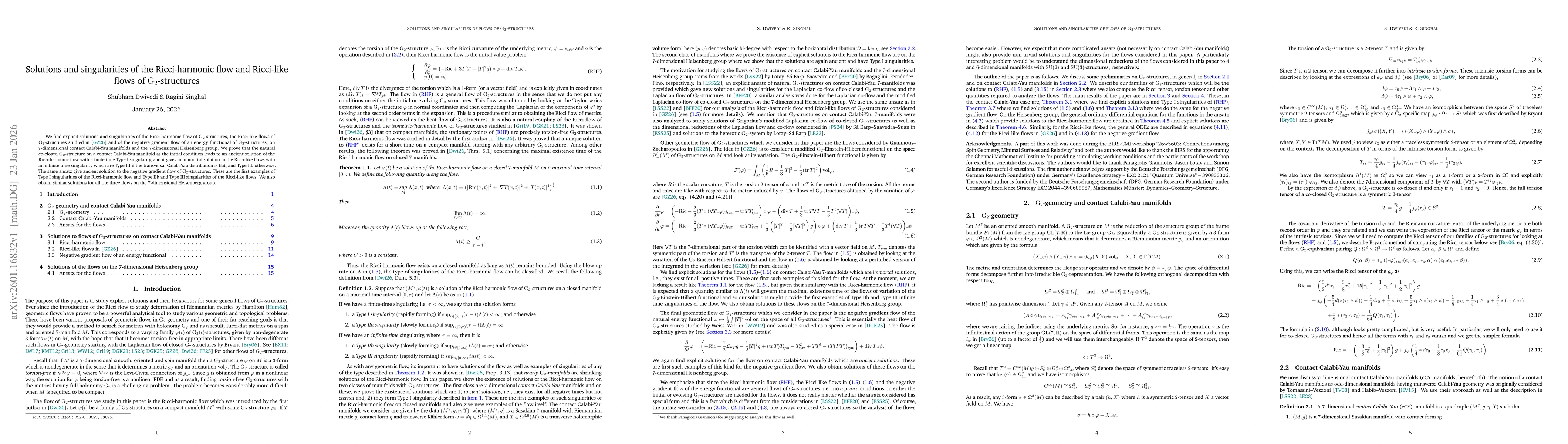 Thumbnail for Solutions and singularities of the Ricci-harmonic flow and Ricci-like flows of $\mathrm{G_2}$-structures