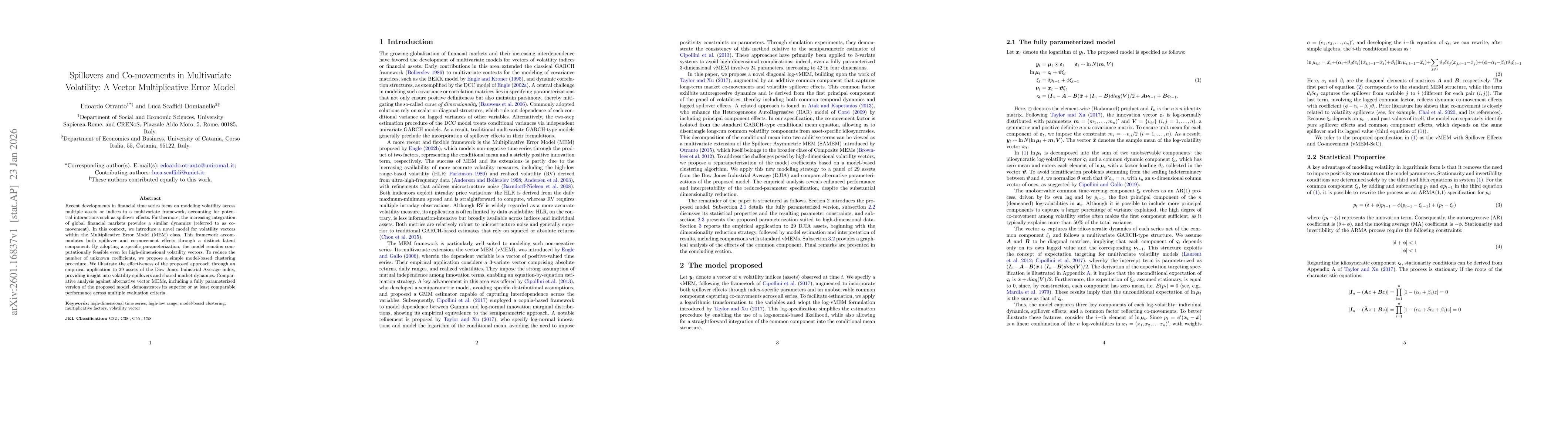 Thumbnail for Spillovers and Co-movements in Multivariate Volatility: A Vector Multiplicative Error Model