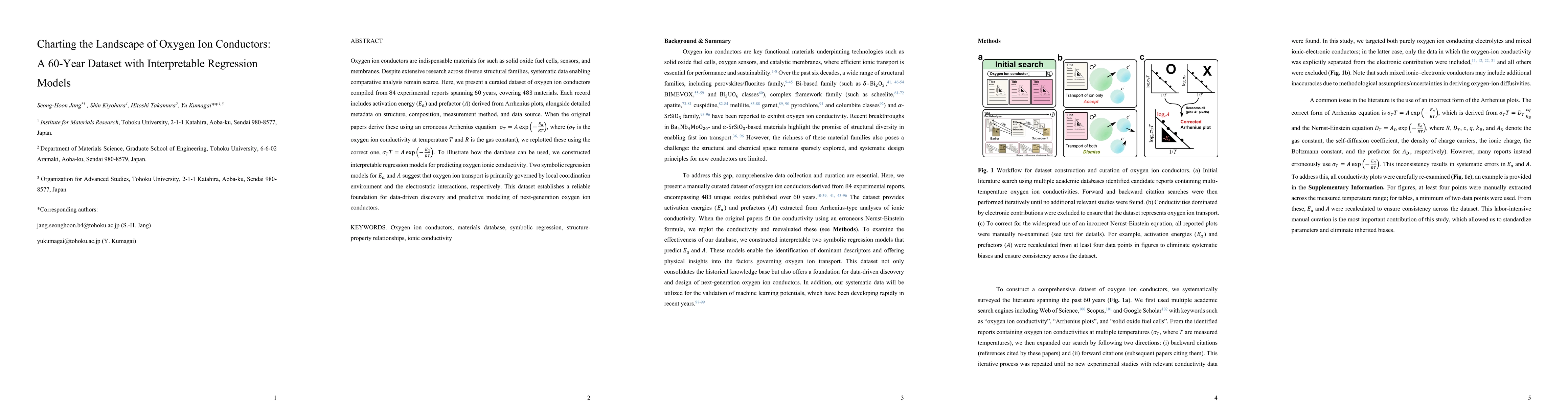 Thumbnail for Charting the Landscape of Oxygen Ion Conductors: A 60-Year Dataset with Interpretable Regression Models