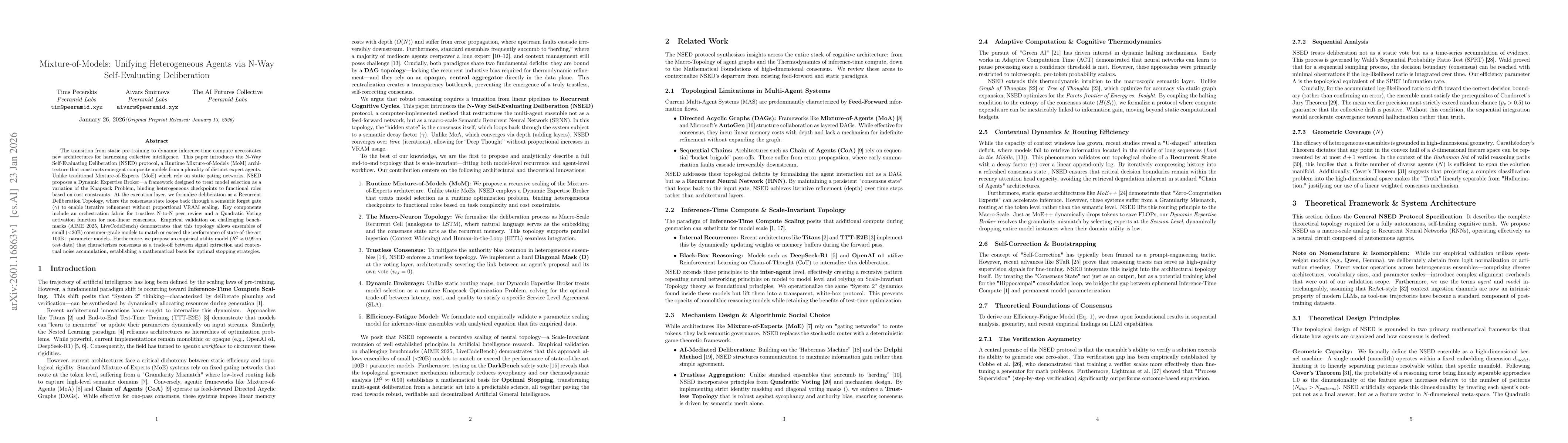 Thumbnail for Mixture-of-Models: Unifying Heterogeneous Agents via N-Way Self-Evaluating Deliberation