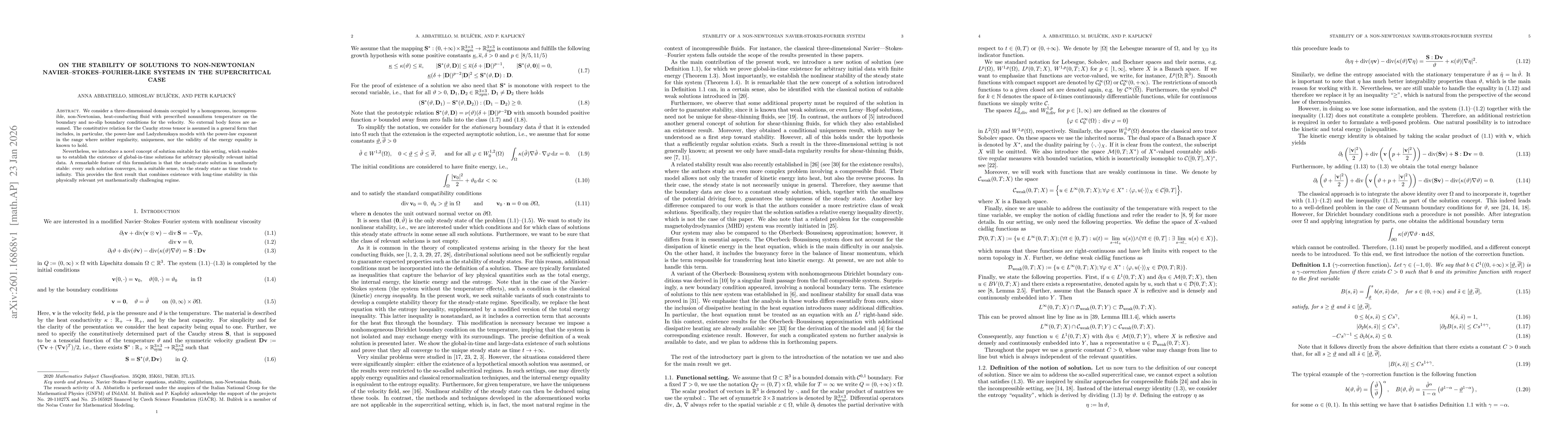 Thumbnail for On the stability of solutions to non-Newtonian Navier--Stokes--Fourier-like systems in the supercritical case