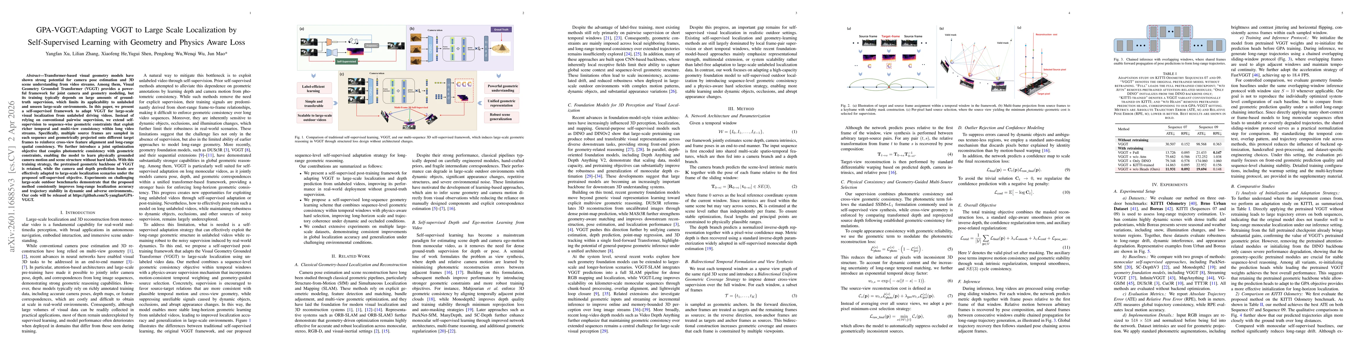 Thumbnail for GPA-VGGT:Adapting VGGT to Large scale Localization by self-Supervised learning with Geometry and Physics Aware loss