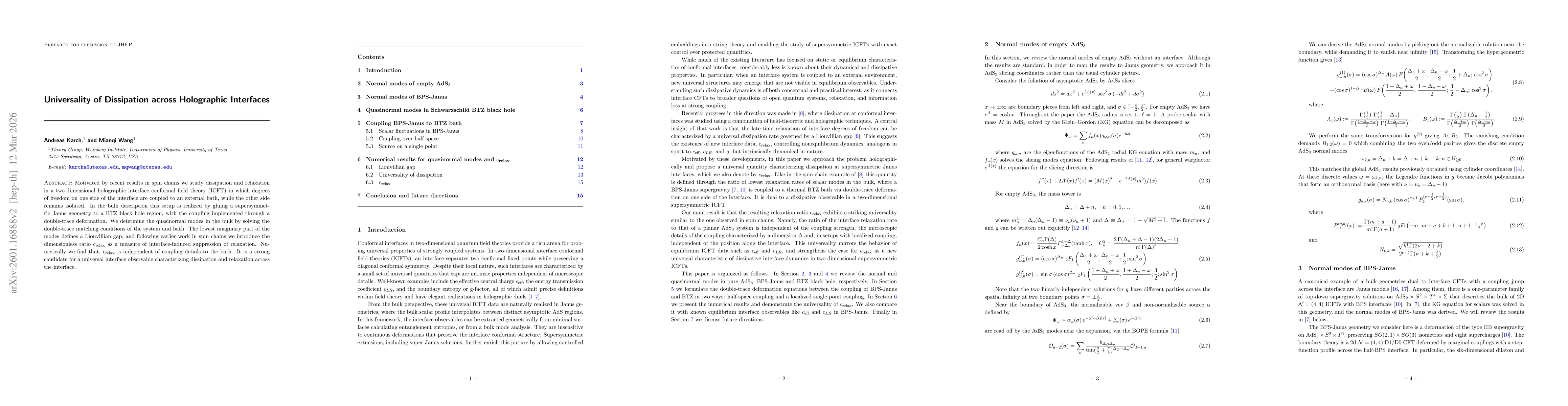 Thumbnail for Universality of Dissipation across Holographic Interfaces