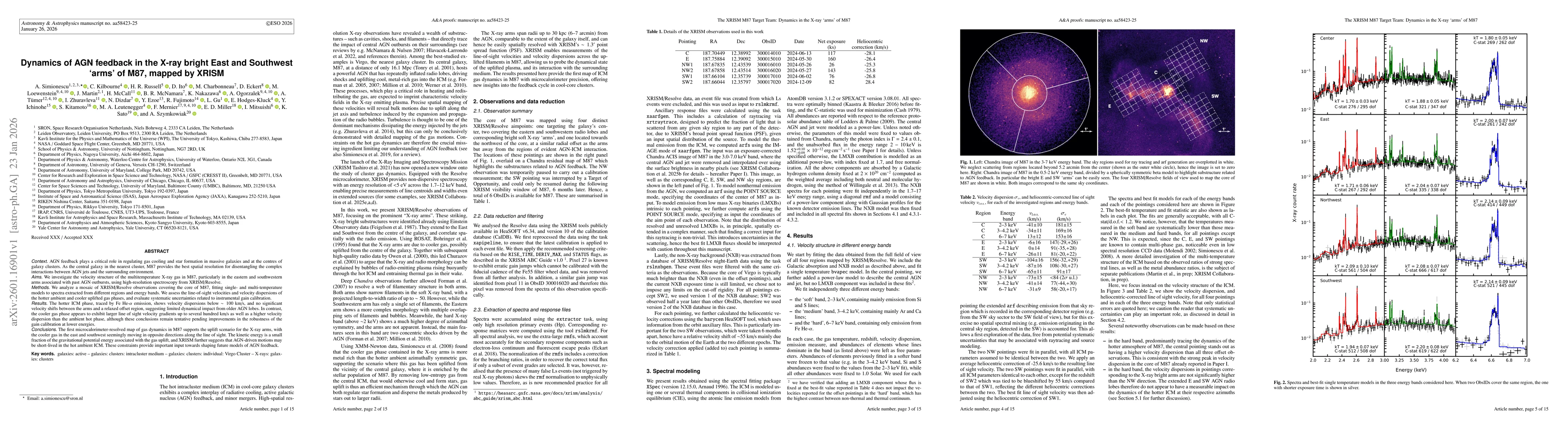 Thumbnail for Dynamics of AGN feedback in the X-ray bright East and Southwest arms of M87, mapped by XRISM