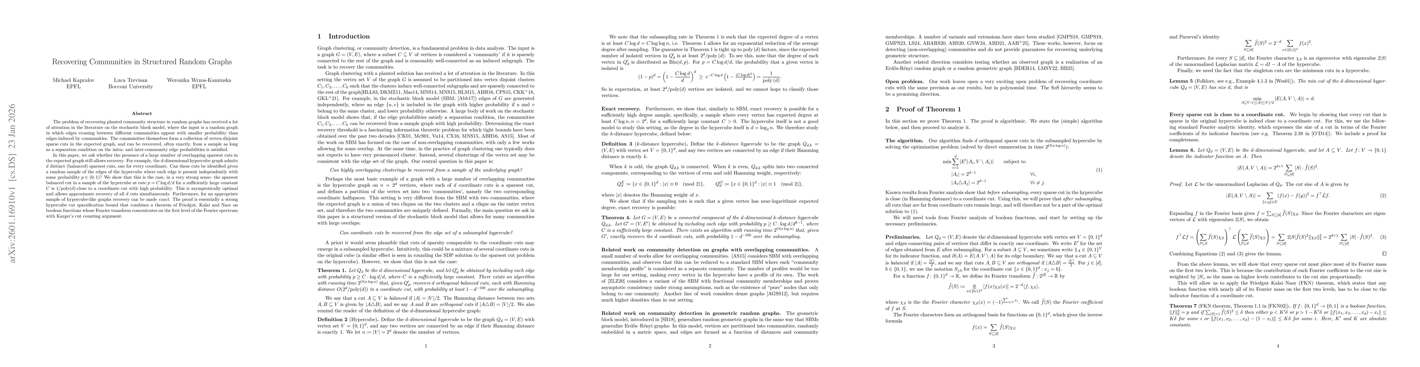 Thumbnail for Recovering Communities in Structured Random Graphs