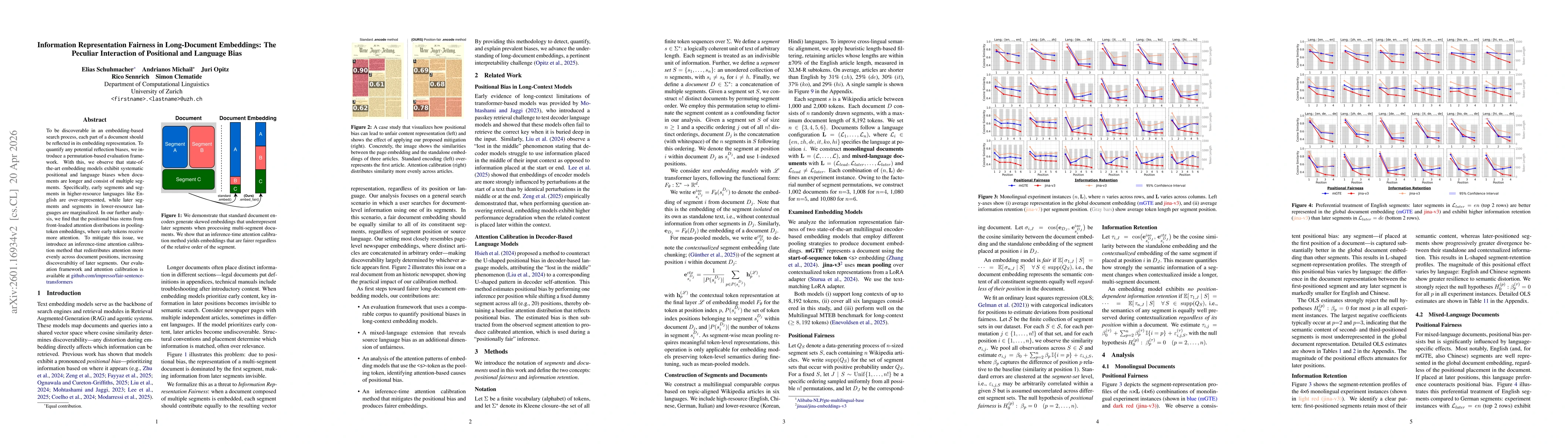 Thumbnail for Information Representation Fairness in Long-Document Embeddings: The Peculiar Interaction of Positional and Language Bias