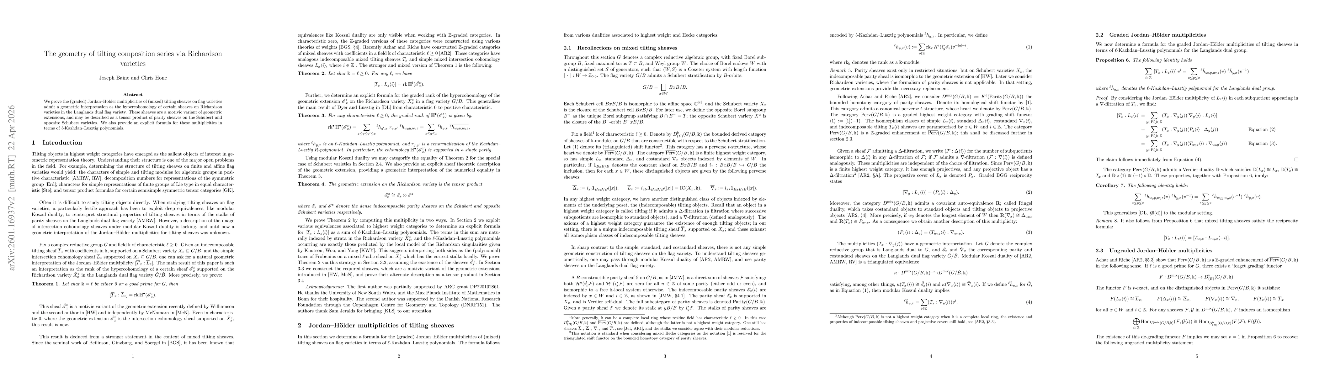 Thumbnail for The geometry of tilting composition series via Richardson varieties
