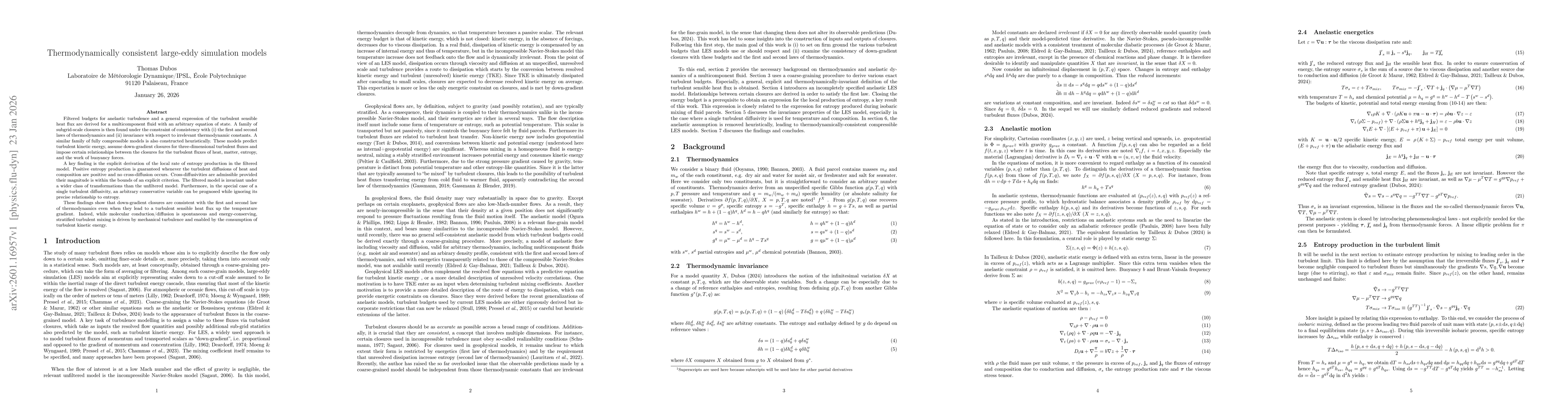 Thumbnail for Thermodynamically consistent large-eddy simulation models