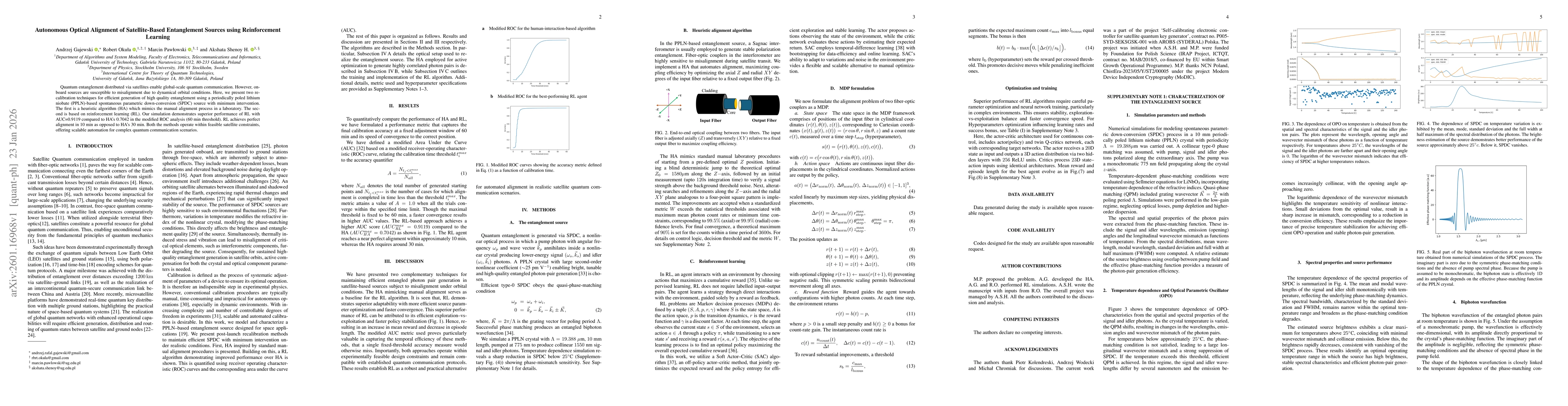 Thumbnail for Autonomous Optical Alignment of Satellite-Based Entanglement Sources using Reinforcement Learning
