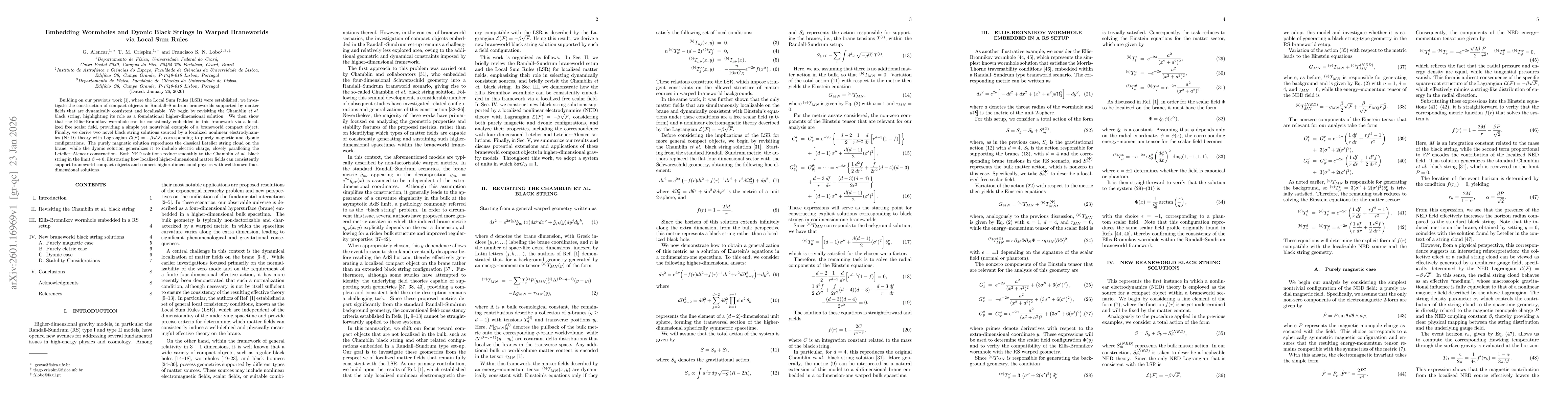 Thumbnail for Embedding Wormholes and Dyonic Black Strings in Warped Braneworlds via Local Sum Rules