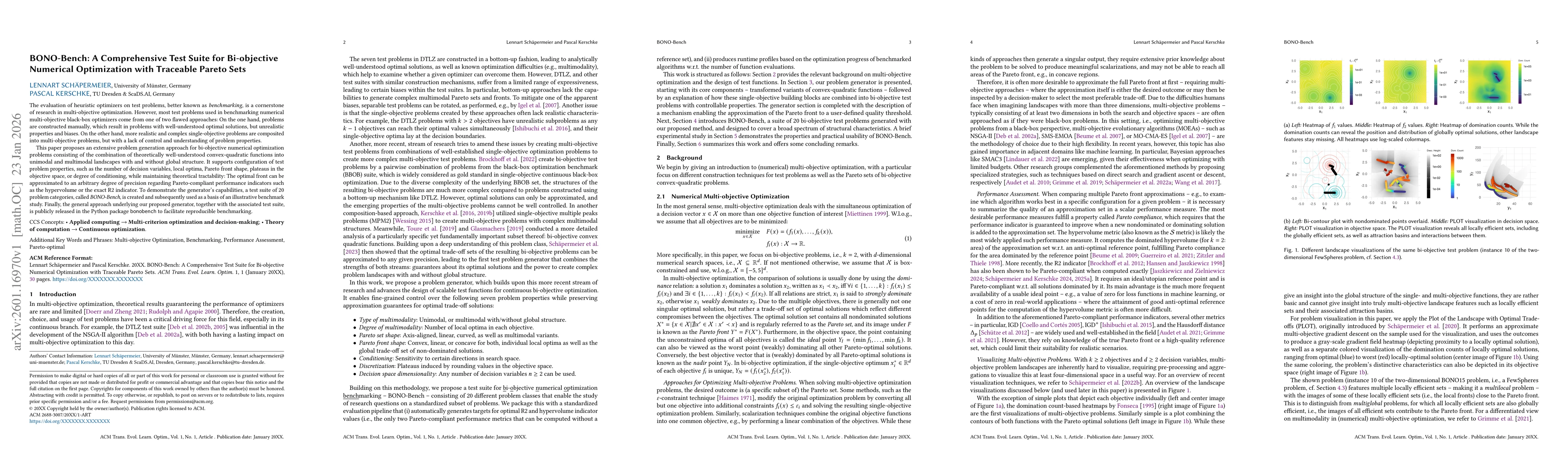 Thumbnail for BONO-Bench: A Comprehensive Test Suite for Bi-objective Numerical Optimization with Traceable Pareto Sets