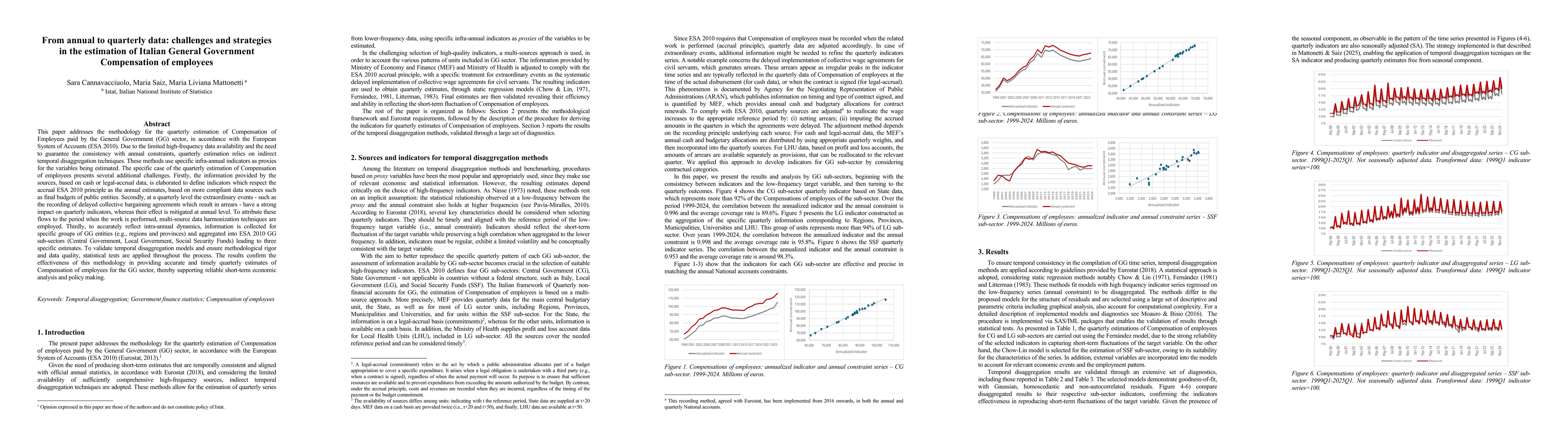 Thumbnail for From annual to quarterly data: challenges and strategies in the estimation of Italian General Government Compensation of employees